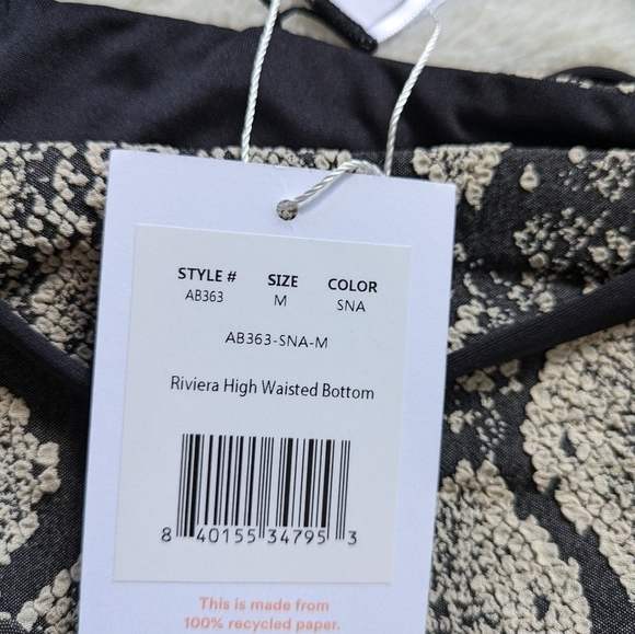 ANDIE SWIM Snake Print Sicily Top Riveria High Waisted Bottom Bikini NEW Size M - Picture 11 of 12